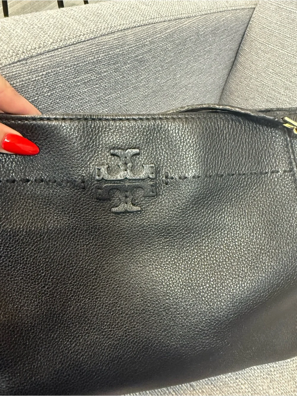 $495 Tory Burch Black McGraw Leather Slouchy Chain Tote